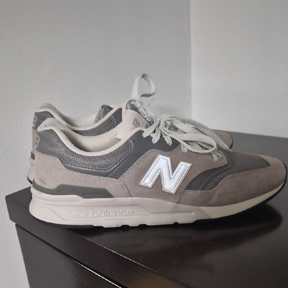 New Balance Men's Gray and White 997-Style Suede Mesh Sneakers